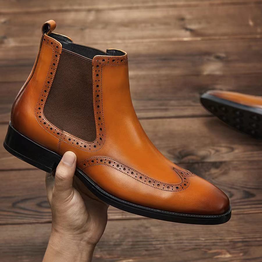 FRASOICUS Men's Chelsea Boots Mens Genuine Leather Dress Boots4