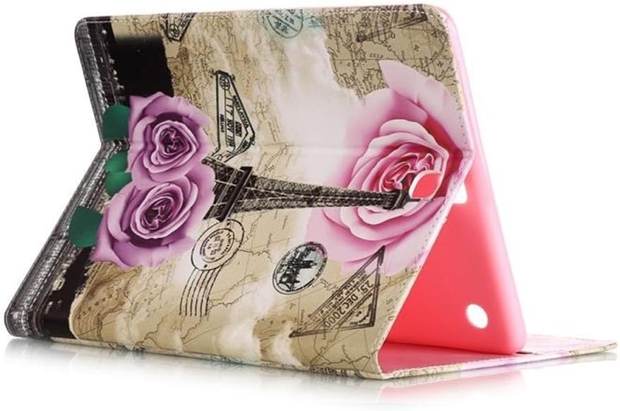 Samsung Galaxy Tab 9.6 SM-561 Tablet Case,Samsung Galaxy Tab E Case,Samsung Tablet E Case,Back Protector with Flip Cover & Stand Cover for Samsung Galaxy Tab E 9.6 2016 Tablet-Flower Tower