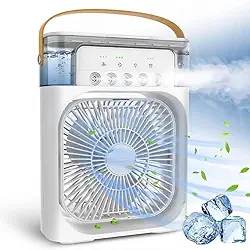 Ventilador de Mesa Portátil Mini Ar Condicionado Umidificador Climatizador Led Água e Gelo 3 Velocidades Led BRANCO