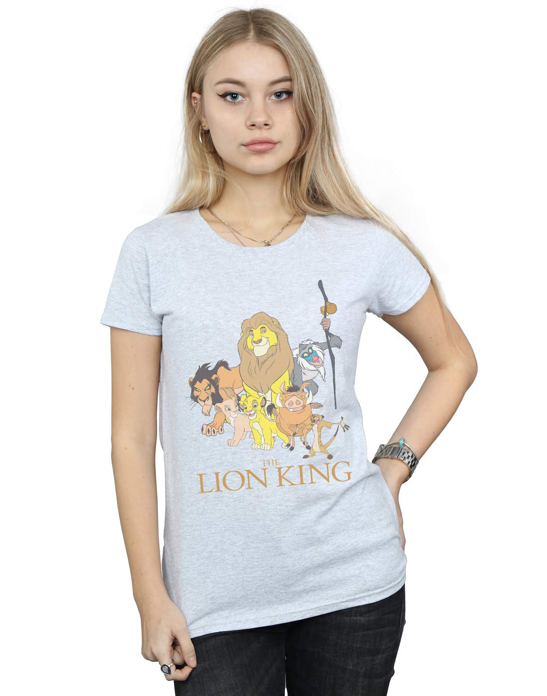 Disney Women's Grey The Lion King Group Cotton T-Shirt In Large