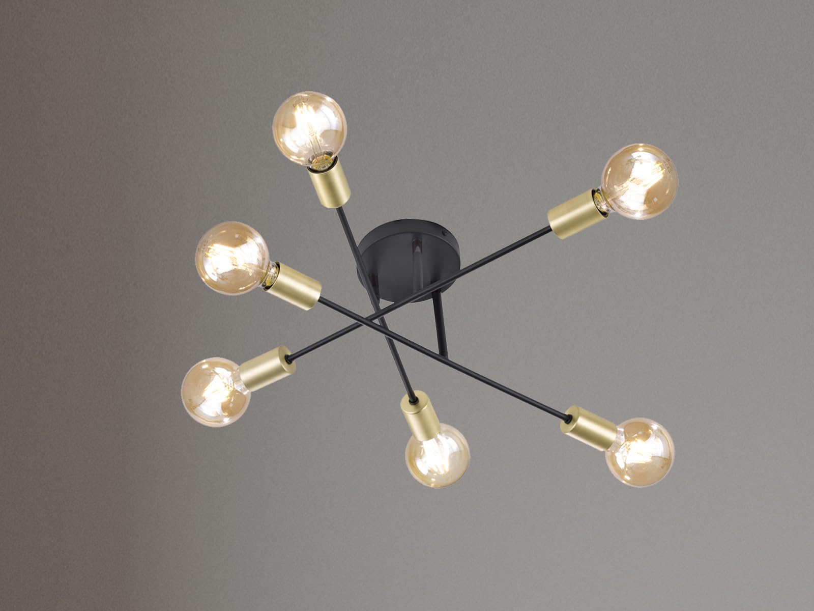 Trio Leuchten 606700632 Cross A++ do E, lampa sufitowa, metal, E27, czarny matowy, 56,6 x 56,6 x 19,11 cm