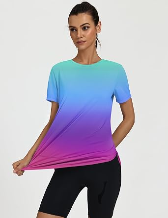 LOMON Womens Workout Tops Short Sleeve UPF50+ Sun Protection Shirts Quick Dry Outfits for Gym Pilates Athletic S-3XL