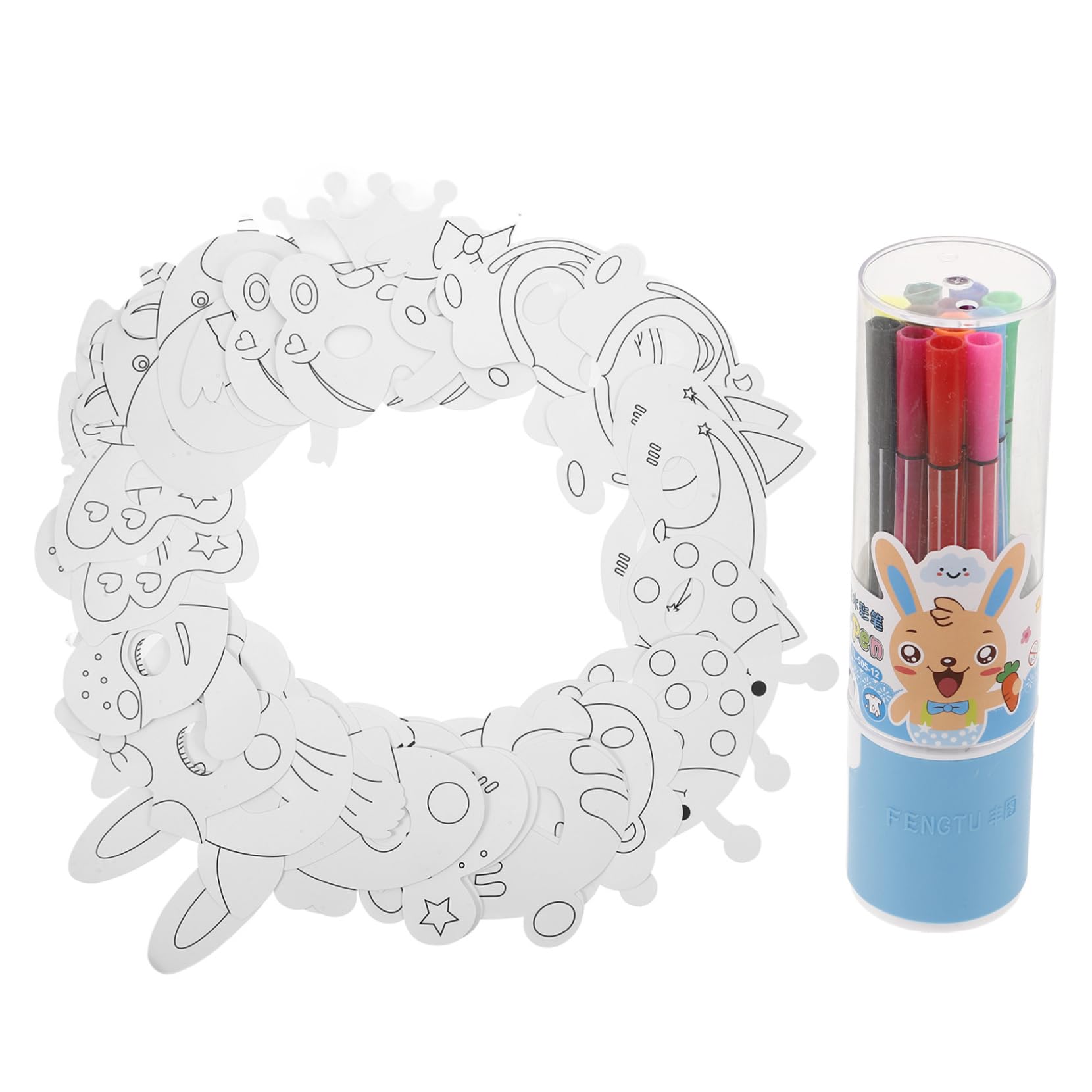 TOYANDONA Set Maschere Animali per Bambini da Colorare DIY con Pig Mask in Carta e Plastica, con Pennarelli Acquerello per Feste, Performance e Artigianato Stile Casuale
