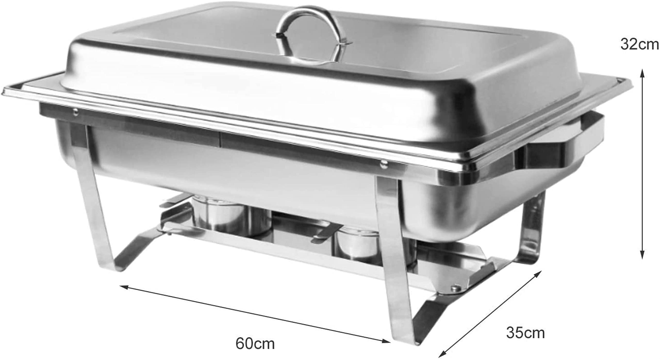 Chafing Dish, Scaldavivande in Acciaio Inox, Piatto da Buffet, Padella per Catering, Scaldavivande in Acciaio Inox, per Catering, Buffet, Vassoio Scaldavivande, Sala da P,