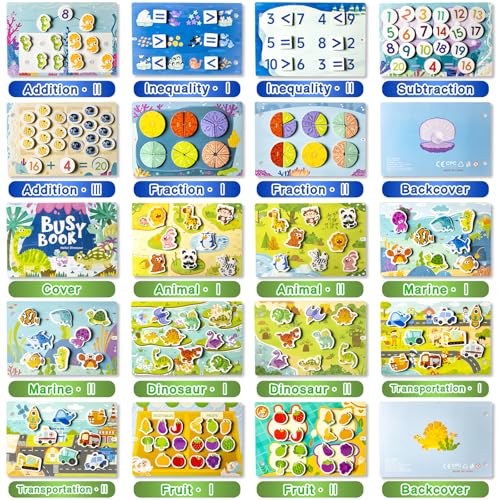 Image of 3 Pack Busy Books for Toddlers, Montessori Quiet Book, Preschool Learning Activities Educational Workbook, Sorting Matching Sticker Fixing, Gifts for Kids Age 3+ (Animal, Ocean, Dinosaur)