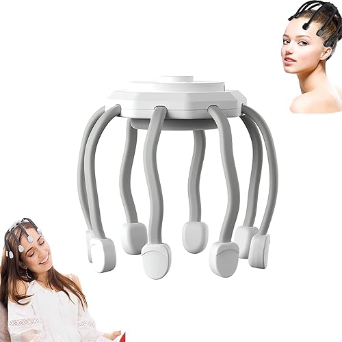 NNGXFC Masajeador ultra cuero cabelludo, masajeador eléctrico del cuero cabelludo con 3 modos, masajeador de cabeza de 360 grados, 8 contactos