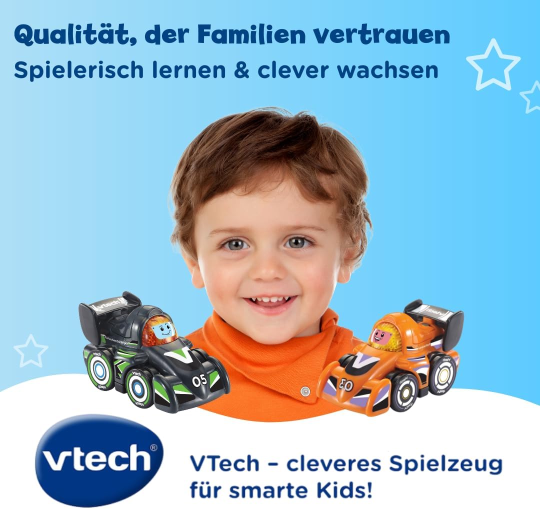 VTech TUT TUT Baby Speedster - Set of 2 Racing Cars 1 | Interactive Play Cars with Light, Sound & Songs | Compatible with TUT TUT Baby Speedster World | Toy from 1 Year