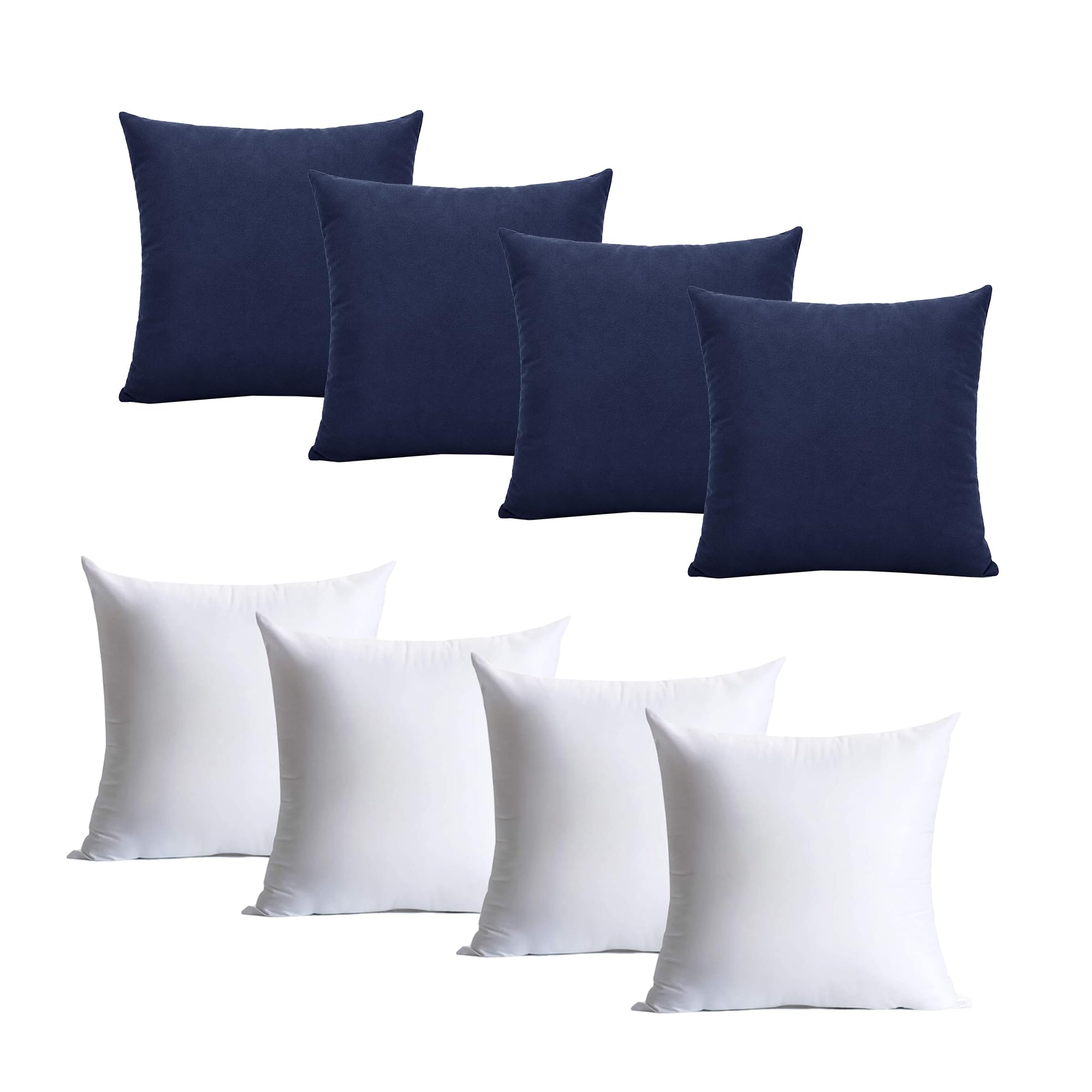 Hafaa Navy Cushions With Covers Included Pack Of 4, 40 X 40 Cm Soft Microfiber Cushions, Decorative Throw Pillows With Hidden Zip Closure For Sofa, Bed, Living Room & Home Décor