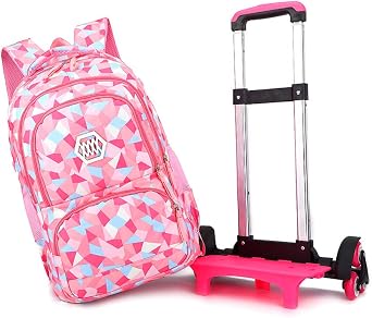 Girls Wheeled Backpack Trolley School Bag for Primary School Middle School Students