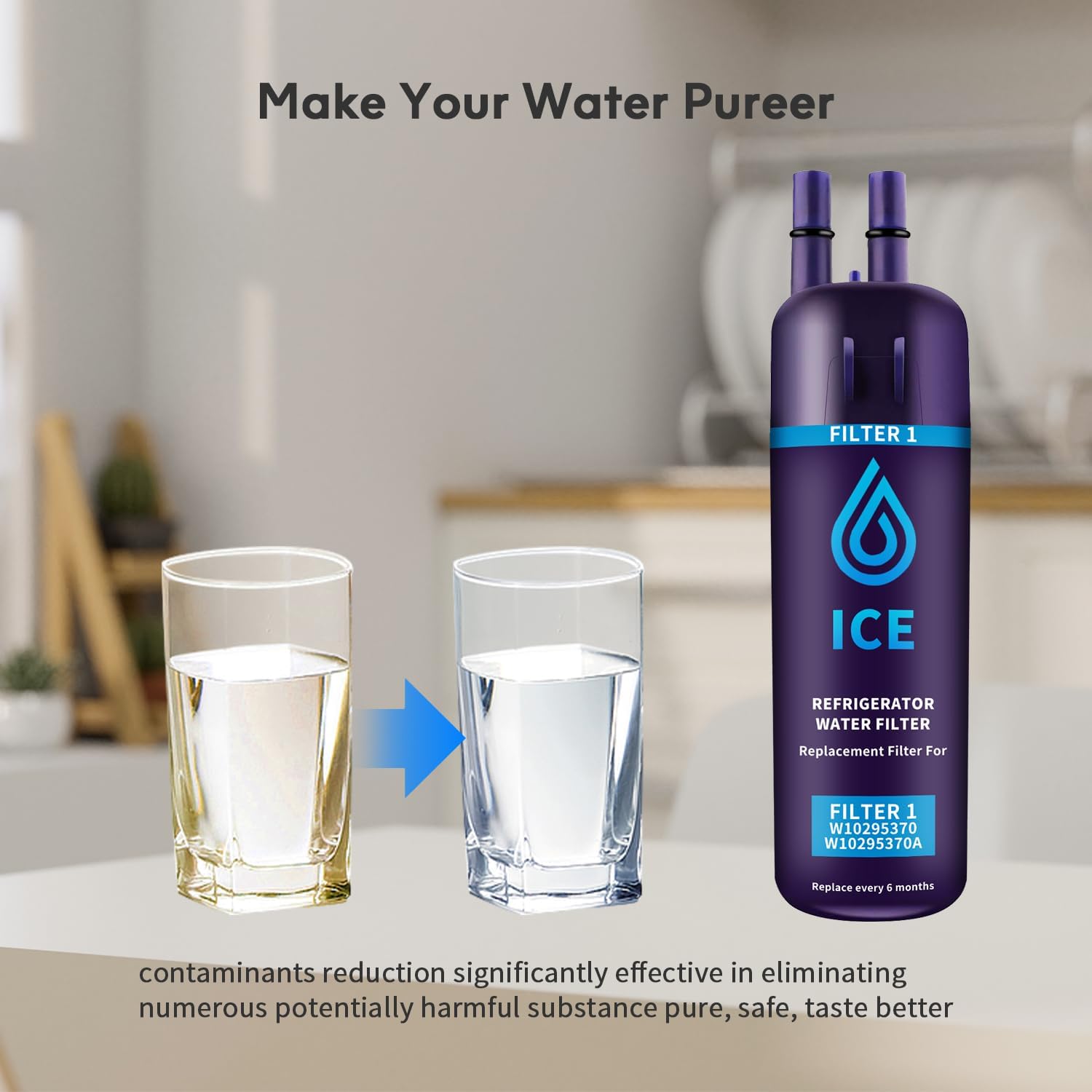 3 Pack W10295370a Refrigerator Water Filter Compatible with Whirlpool Water Filter 1,W10295370,EDR1RXD1,P4RFWB,Kenm0re 46-9081,Kenm0re 46-9930(Blue) - Image 6