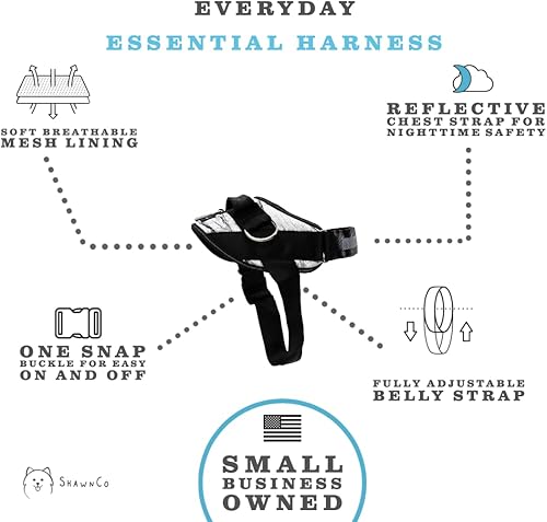 Vista 46 de ShawnCo Essential - Arnés para perro, chaleco sin tirones para mascotas con 3 clips de correa, sin estrangulamiento, reflectante, ajustable