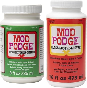 Mod Podge Waterbase Sealer, Glue & Finish for Outdoor 8 & 16-Ounce, CS11220 & CS11202 Clear Gloss Sealer, Glue