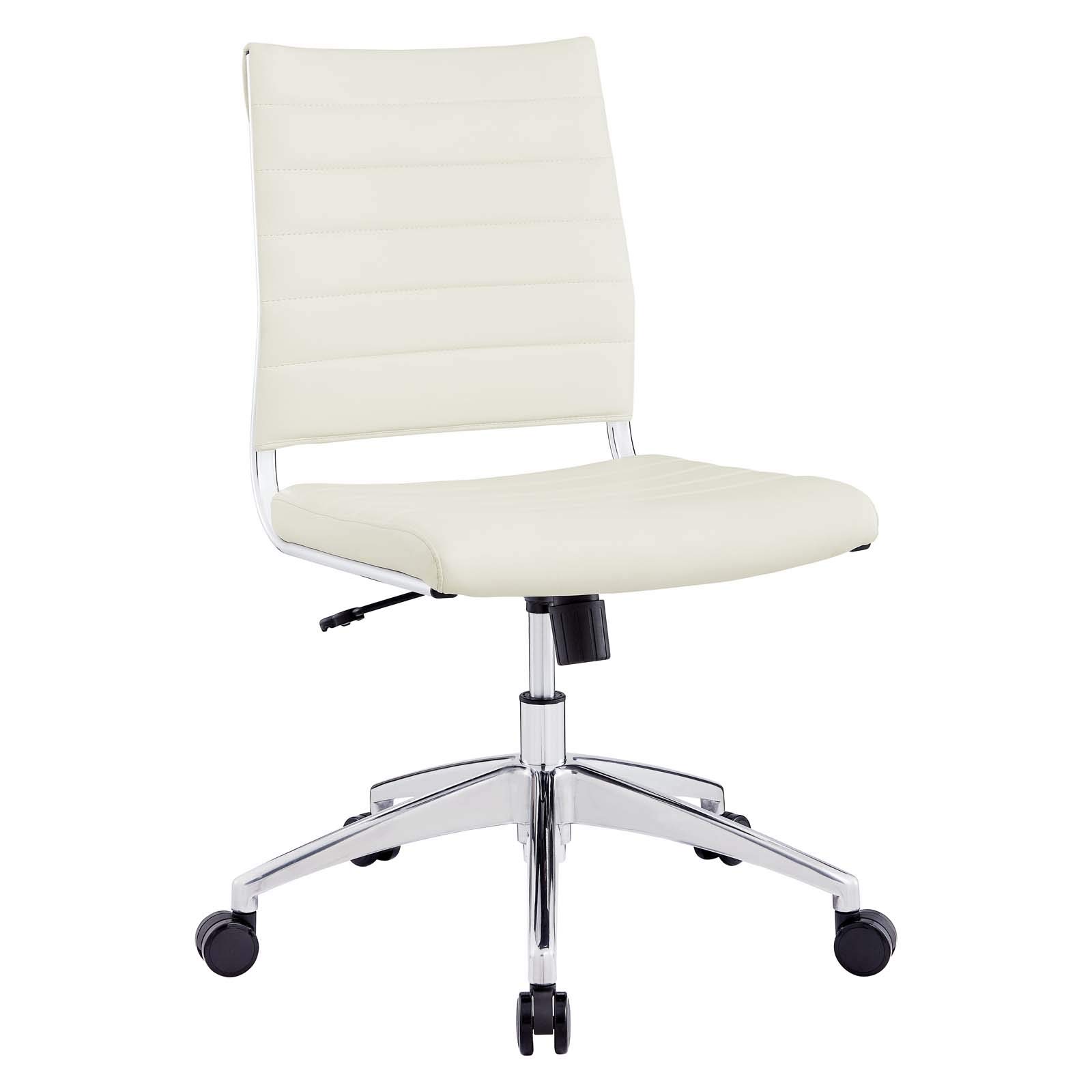 ModwayJive Ribbed Armless Mid Back Swivel Conference Chair In White