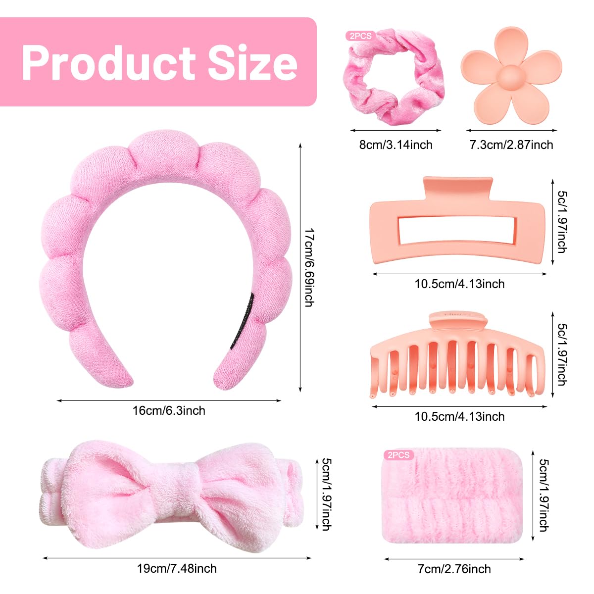 9 Pcs Spa Headband for Washing Face Wristband Spa Bow Headband Set, Multi Functional Makeup Headband - Image 2