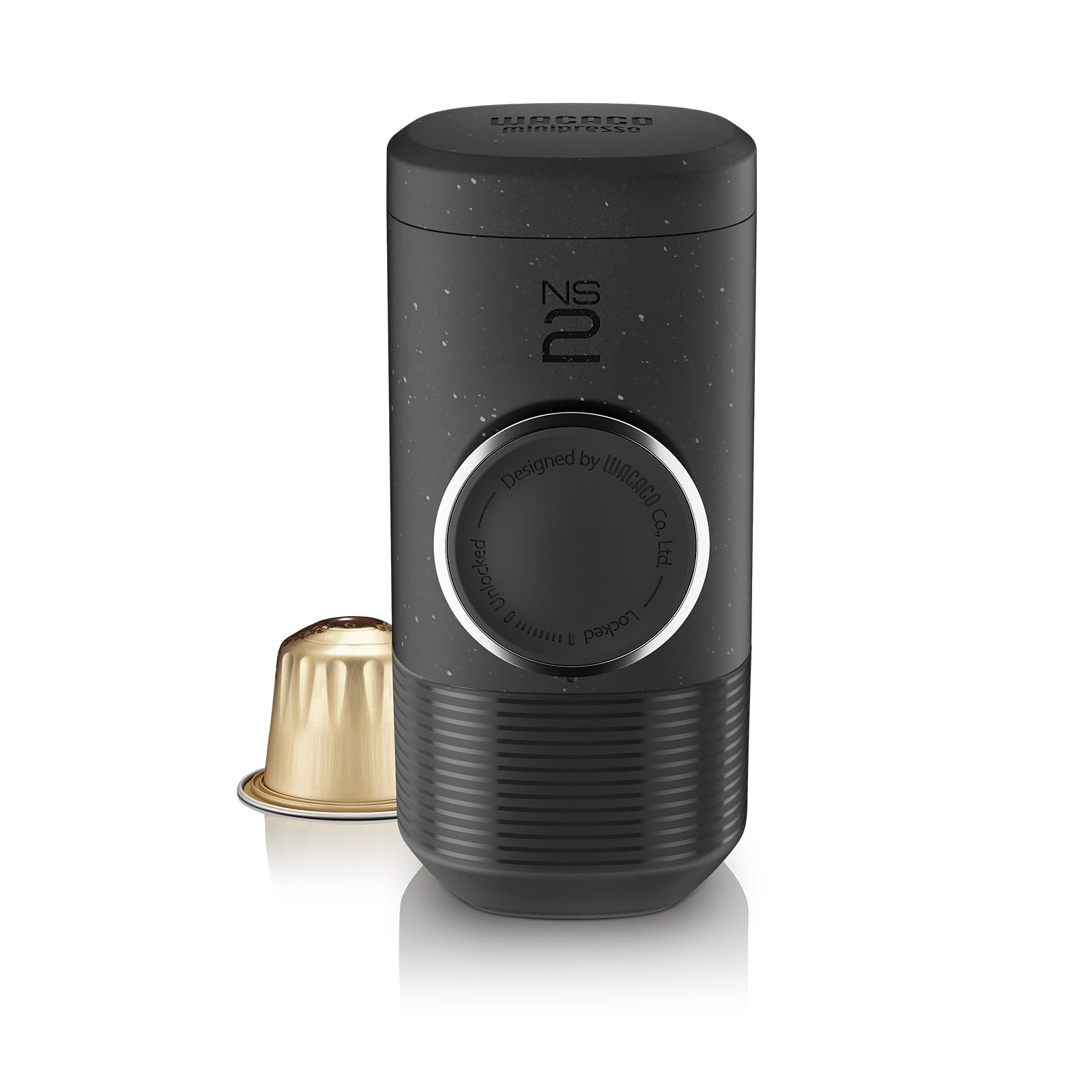 WACACO Minipresso NS2, Cafetera Espresso Portátil Compatible con Cápsulas Originales *Nespresso®* y Compatibles, Operación Manual, Mini Cafetera de 18 Bares, Negro carbón