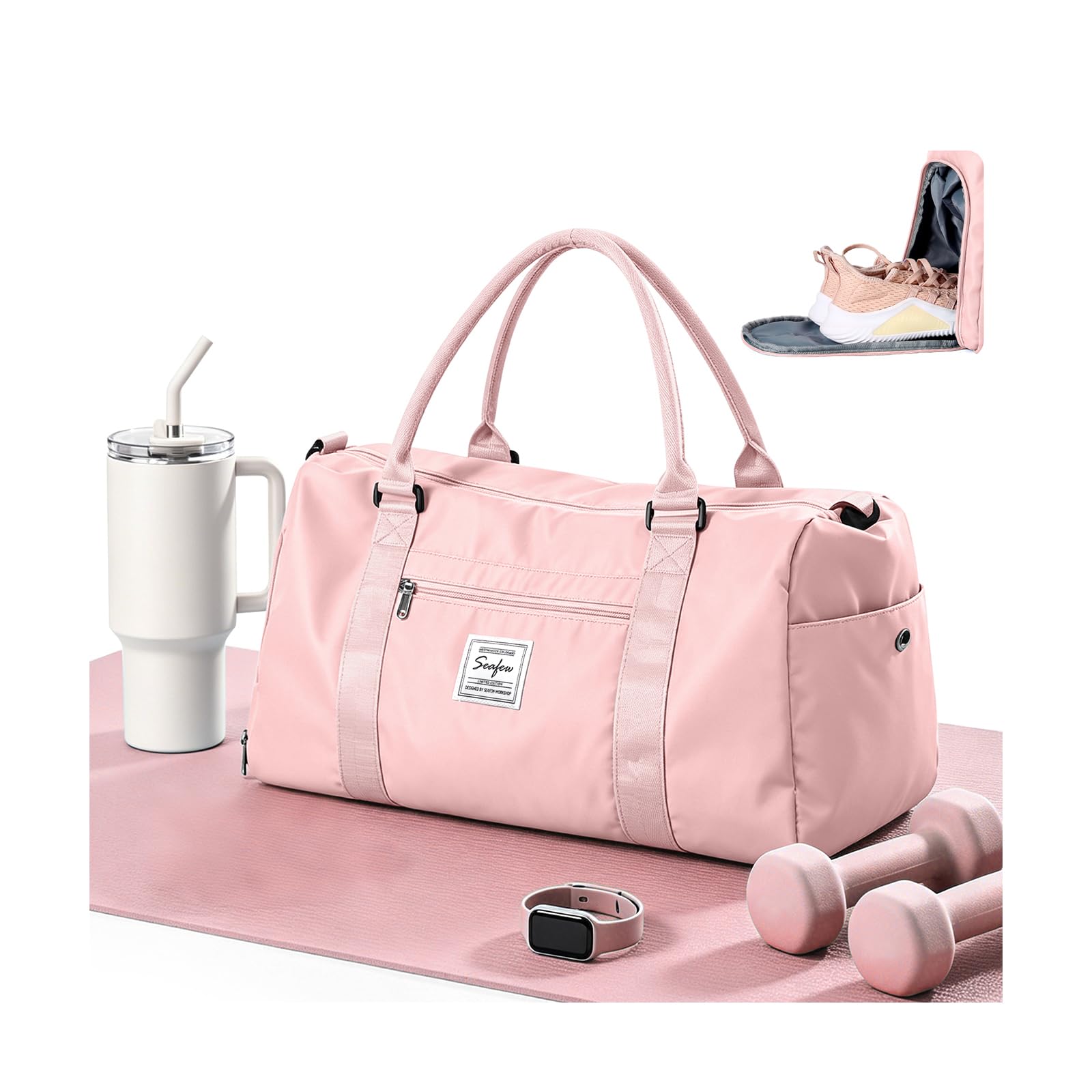 HYC00 Waterproof Gym Bag with Shoe Compartment, Sports Duffel Bag Women Men — image 1