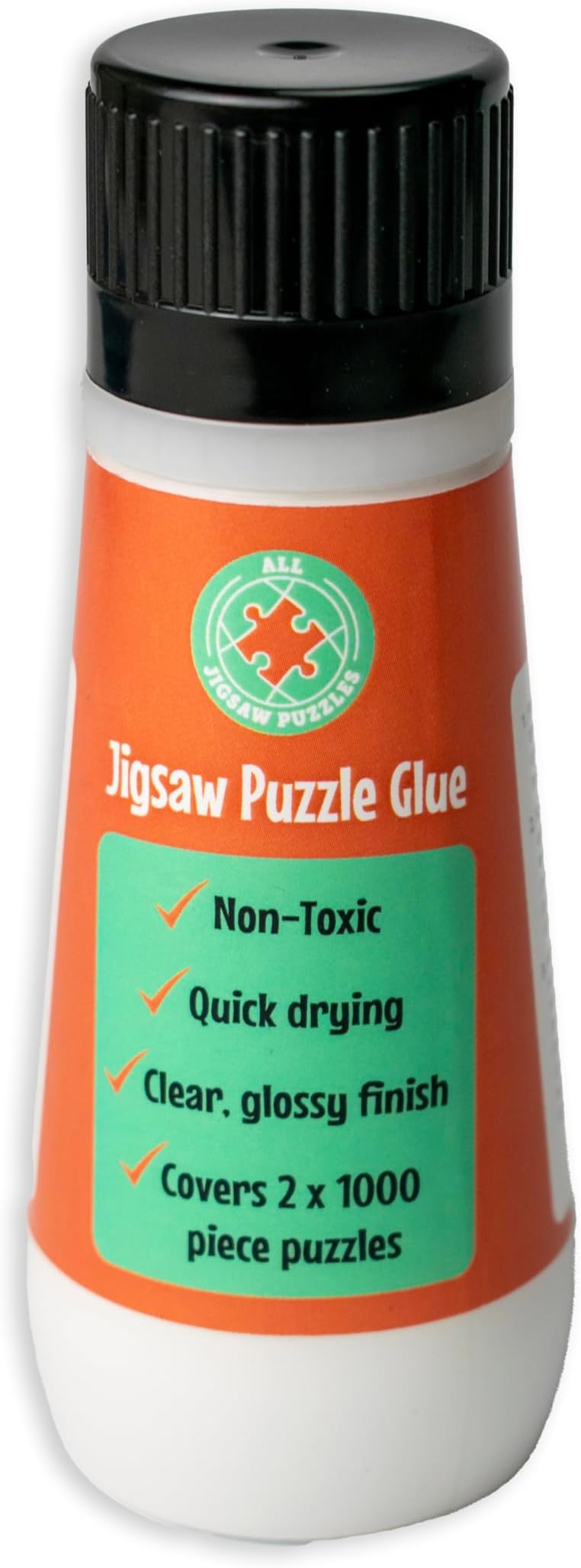 Premium Jigsaw Puzzle Glue with Applicator – Quick-Drying, Clear & Glossy Finish – Preserves & Frames Up to 2x1000-Piece Puzzles Water-Soluble Craft Glue