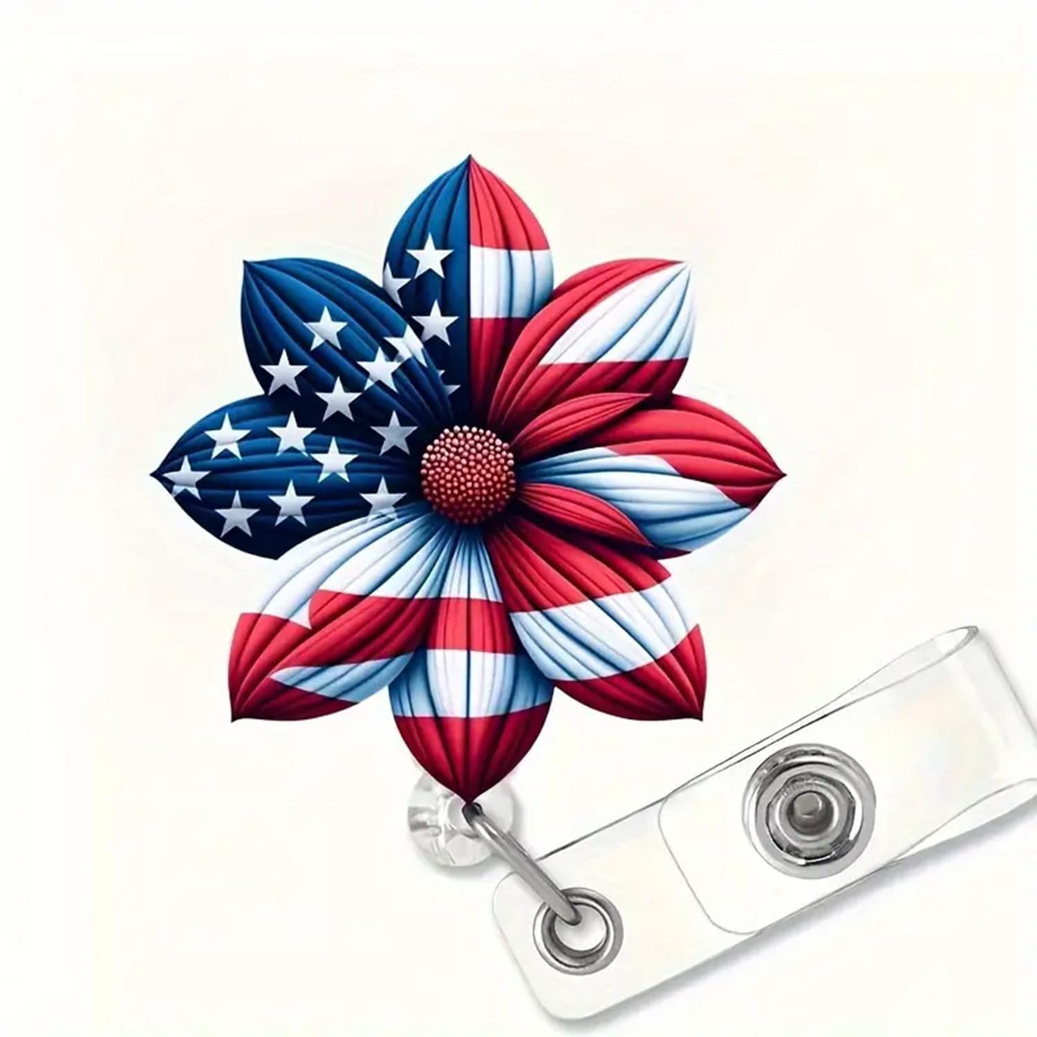 Independence Day Badge Reel Sunflower Retractable Badge Clip for Nurse Cute Sunflower Acrylic Badge Reel Independence ID Card Badge Holder Name Tag