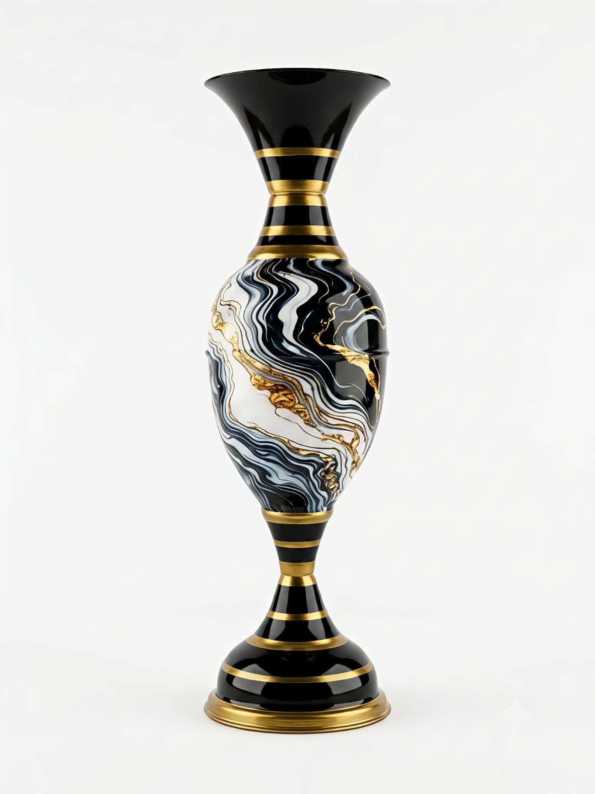 Premium Metal Decorative Flower vase,Black & Gold,Marble Finish Large & Console Table vase Living Room,Office & Hotel Decor-image-2