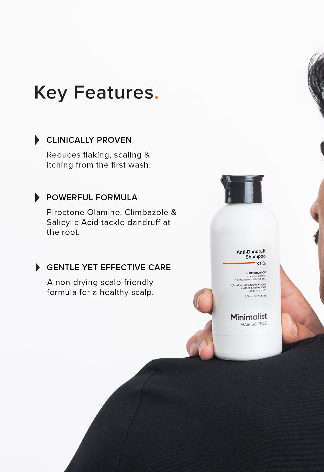 Minimalist Anti-Dandruff Shampoo | Clarifying Shampoo with Salicylic Acid, Climbazole & Piroctone Olamine | Remove Flakes, Soothes Itchy Scalp & Reduces Dandruff | Sulphate-Free | Fragrance-Free | Suitable for All Hair Types | For Women & Men | 100 ml 1