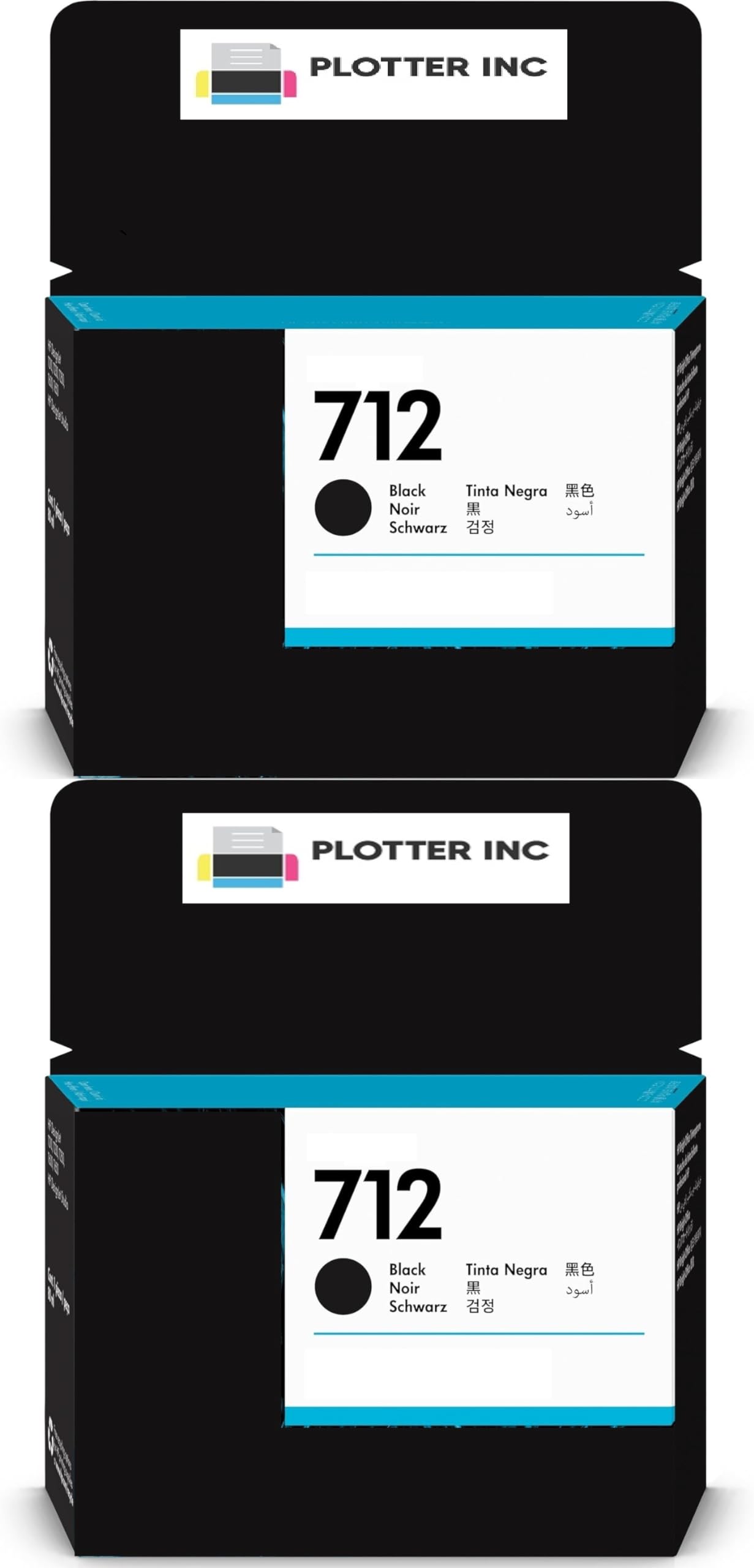 3ED71A 2-Pack 712 80ml Black Ink Compatible with HP Designjet T650, T630, T230, T210 & Studio Plotter Printers
