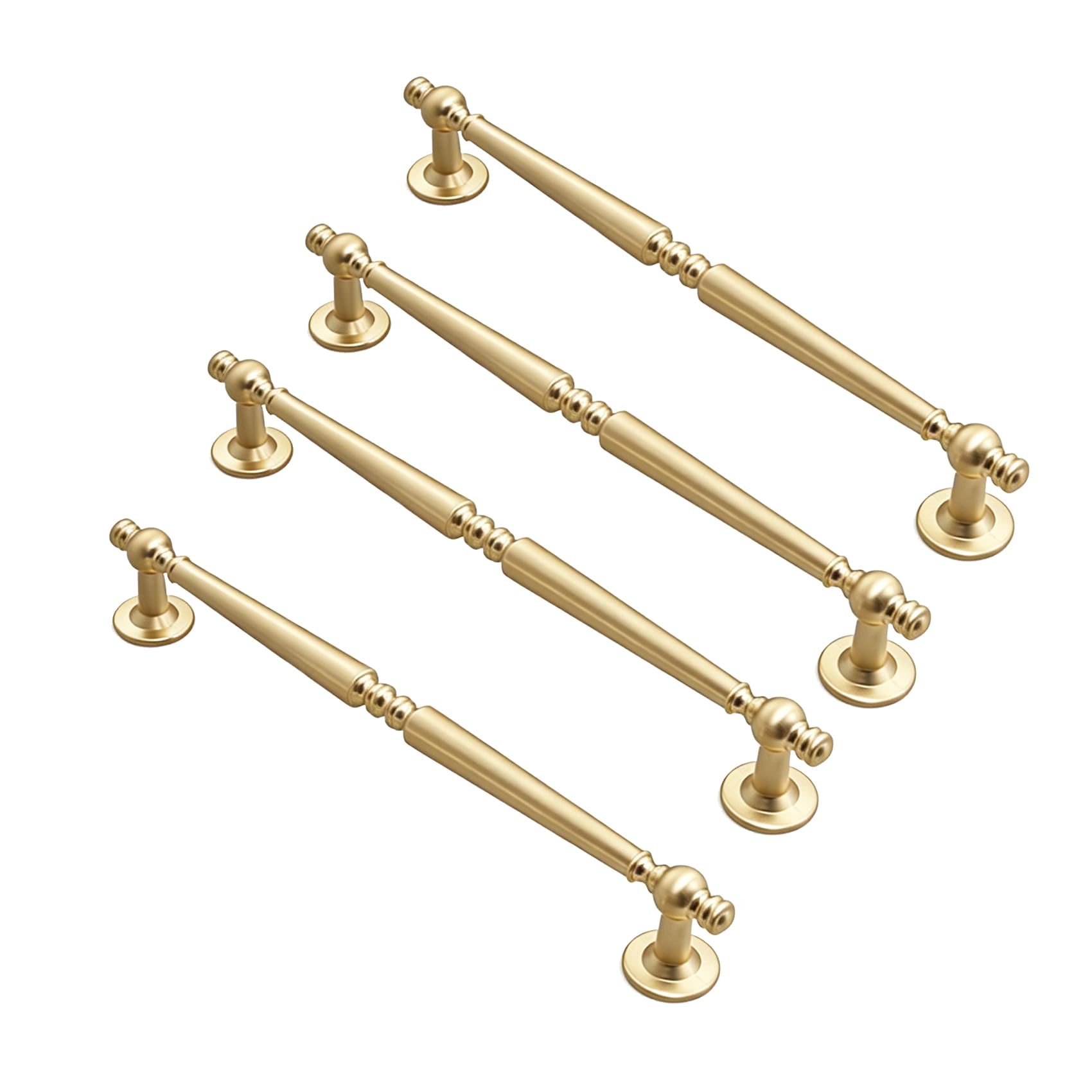 Złote uchwyty do szuflad, 21,8 cm, minimalistyczne uchwyty do drzwi szafki, podwójne otwory 192 mm, elegancki uchwyt do szafki kuchennej, do domu, sypialni, biura, dekoracji mebli, 4 szt