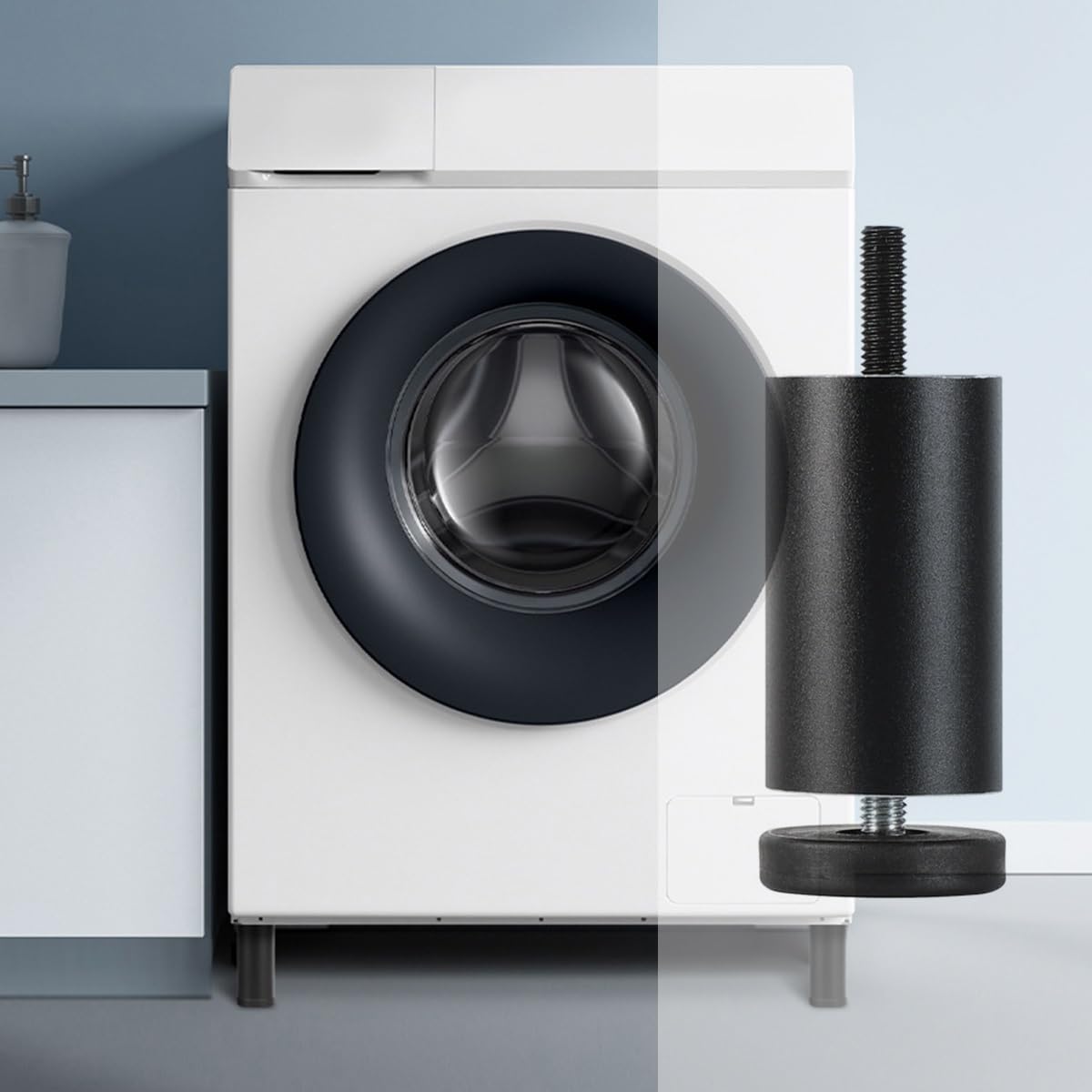 Piedini Regolabili per Mobili | Gambe in Lega di Alluminio 6–25cm | Piedini di Ricambio Metalliche Impermeabili per Divano Tavolo Armadio Letto(Nero,20cm/7.9in)