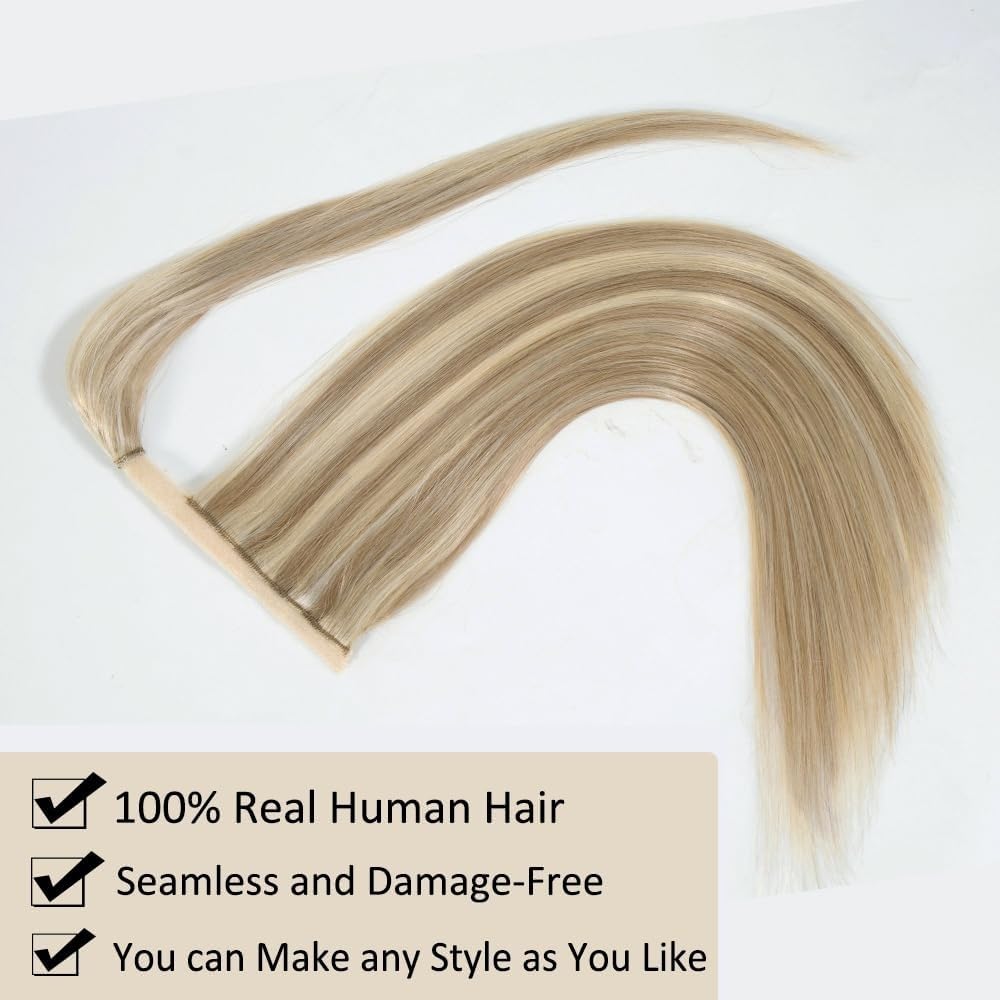 Ponytail Extensions Extensión de cola de caballo #8/613 Extensión de cabello humano envolvente alrededor de cola de caballo Extensión de cabello de cola de caballo de 10 "-26" de largo Clip recto en p