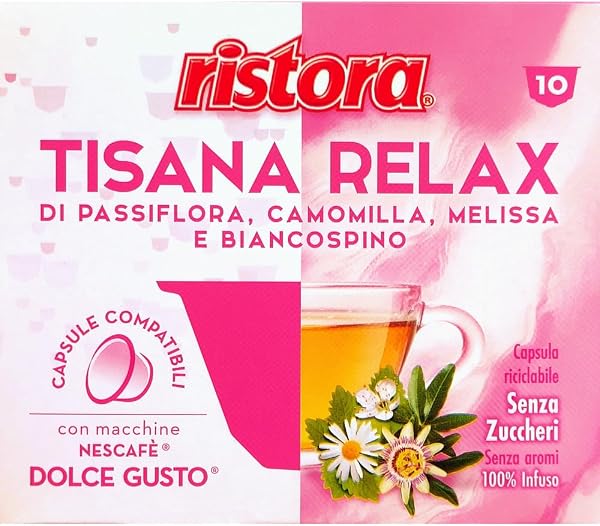Set of 80 Ristora Capsules Compatible with Nescafè* Dolce Gusto Home Machines, 40 Pomegranate and Blueberry 40 Relaxation Tea - 5