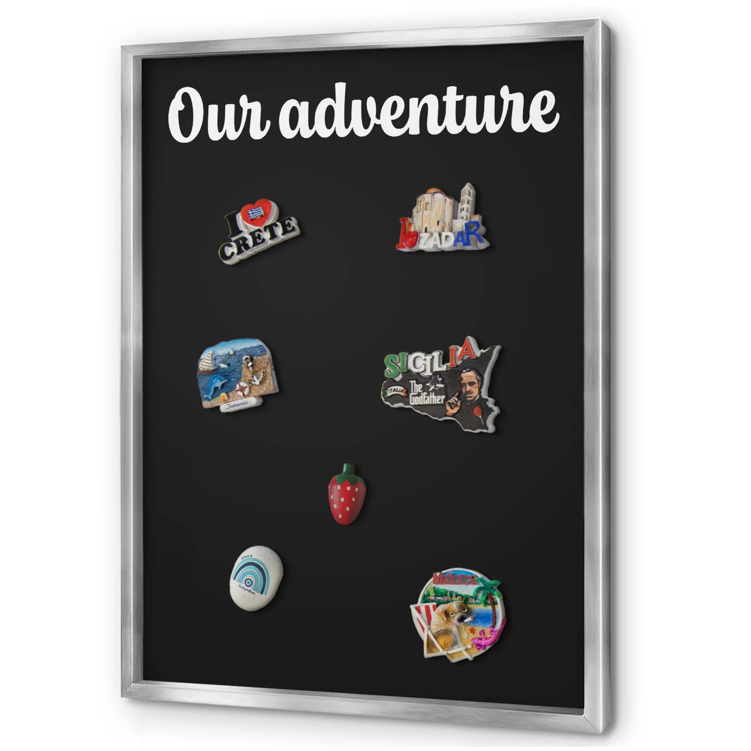 Explorer Magnetic Board 50x70 cm | Silver Frame | Our Adventure