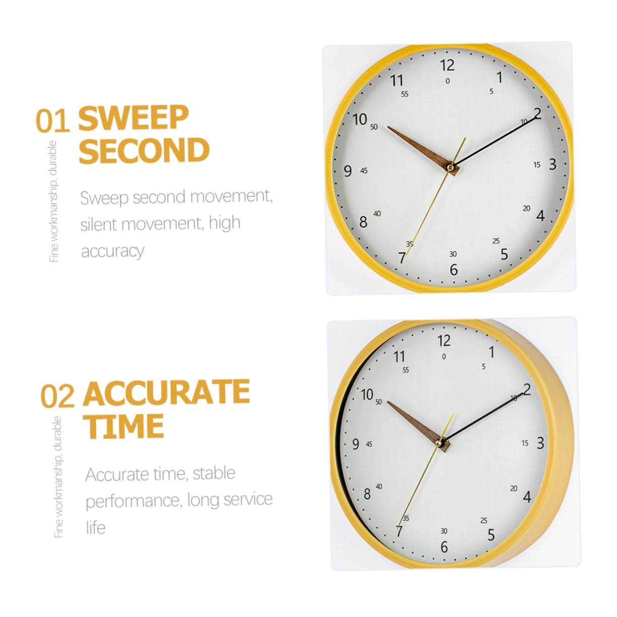 IMIKEYA Horloge Murale Silencieuse Ronde en Verre et Bois, 1pc