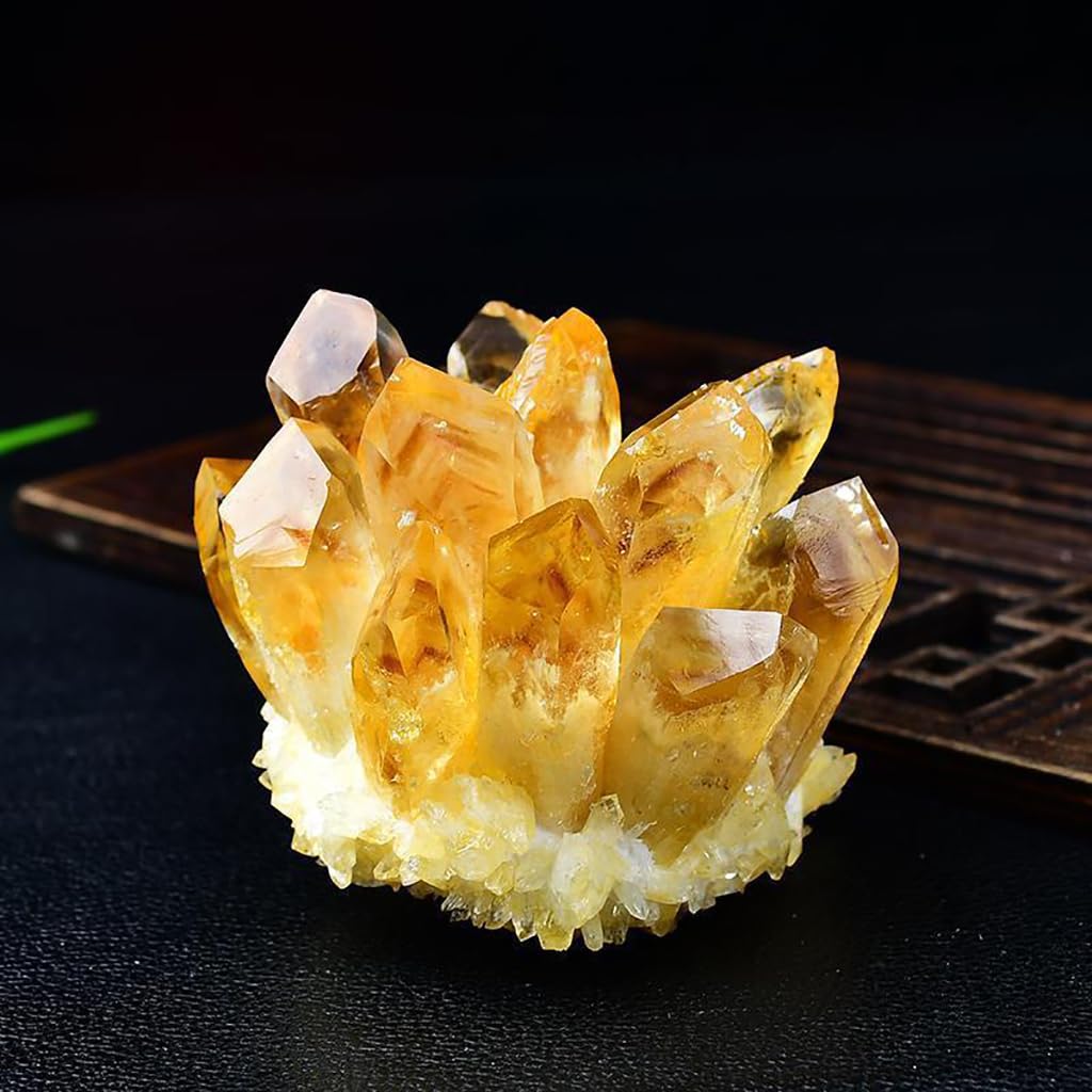 Mirage D'acide Citrique Naturel échantillon De Cluster Cristallin, Enery Healing Décoration Rare Jaune Naturel Cristal Transparent Quartz - Grappes D'acide Citrique (500g)