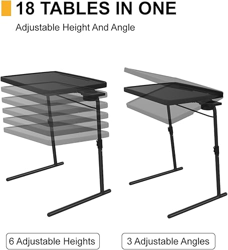Miniatura 4 de Mesa de TV ajustable con soporte para tazas, bandeja de TV de 22 x 16.9 pulgadas en la cama y sofá, mesa plegable cómoda de gran tamaño, mesa para