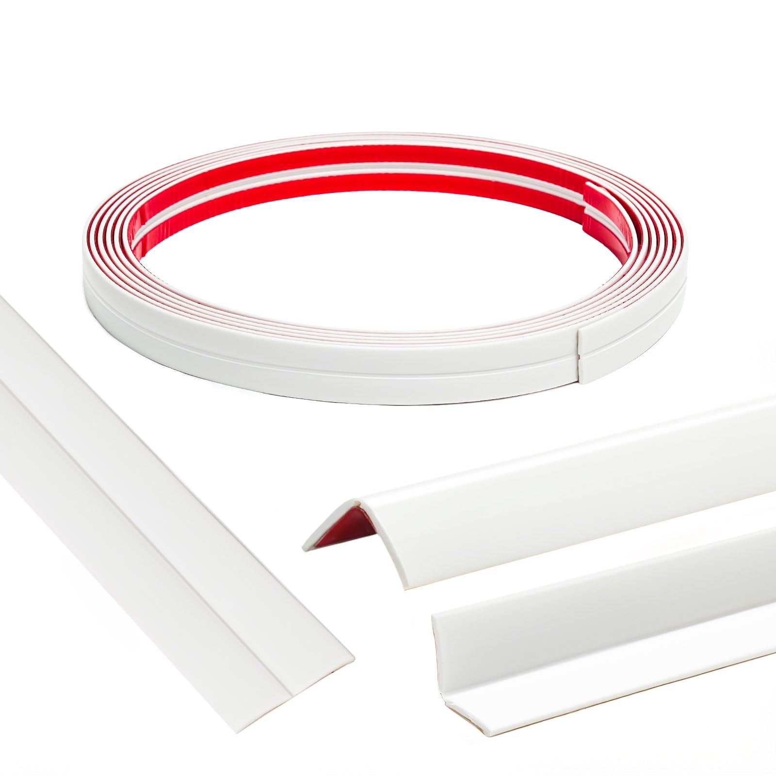 3,1M Moldura Angular PVC Flexible Autoadhesiva 90–180°, Protector de Esquinas para Pared Interior y Exterior, Perfil Decorativo para Pared y Techo (Blanco, W:16MM)