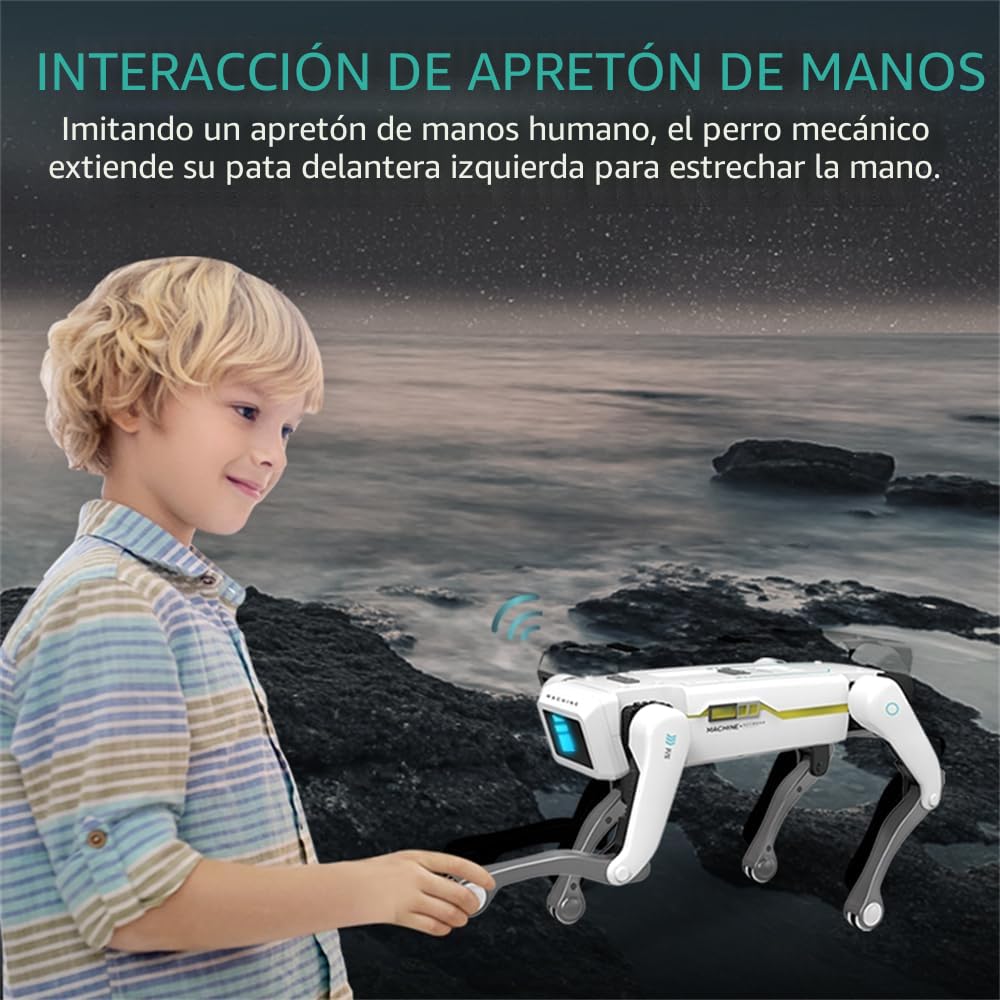 Robot perro juguete teledirigido para niños de 3 a 12 años, perro robot inteligente admite control de aplicación, puede programar, bailar, música e interactuar
