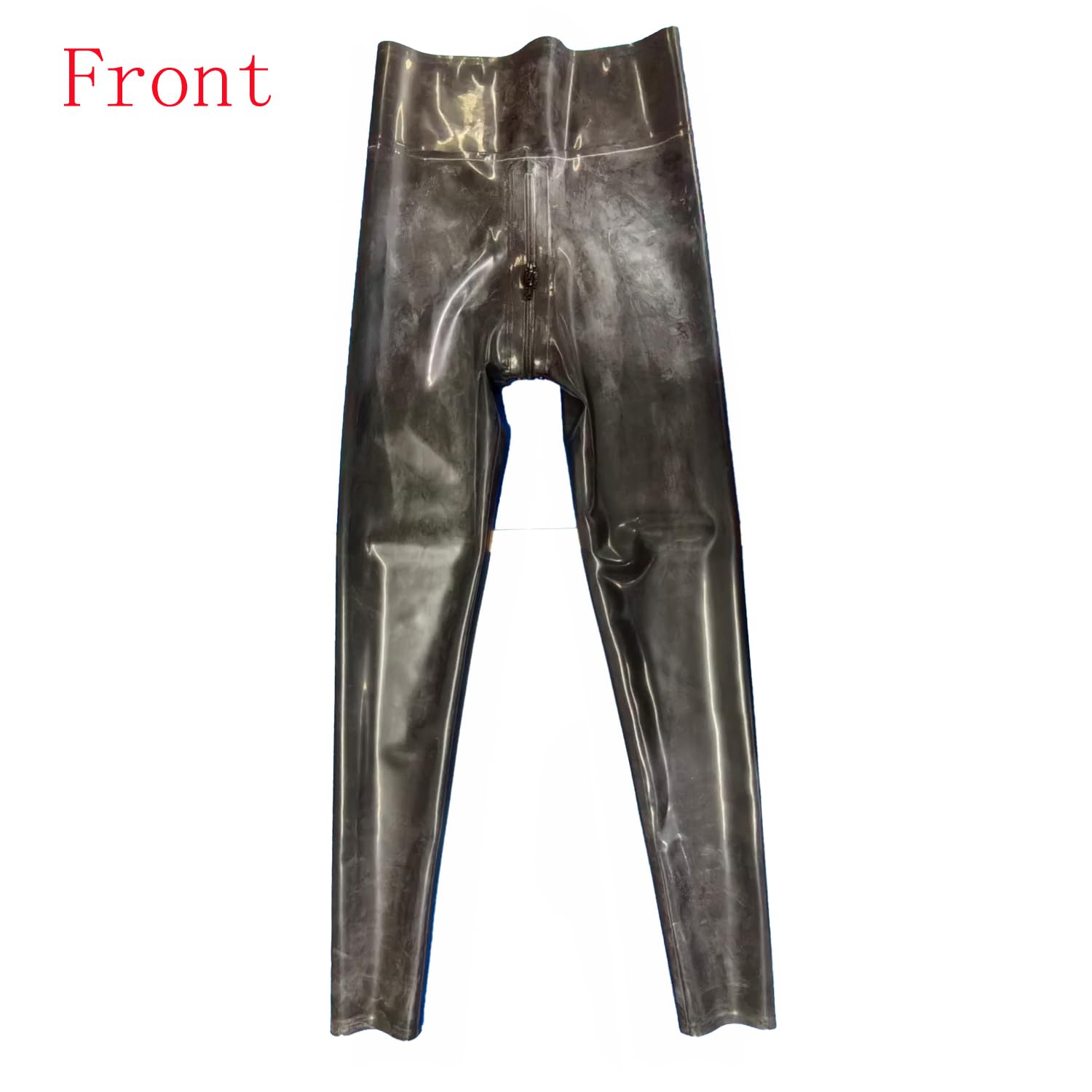 Leggings in Lattice a Forma di U a Vita Alta Nero,Pantaloni in Gomma da Donna con Cerniera sul Cavallo Fatto a Mano
