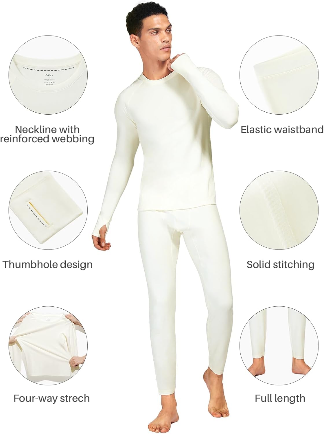 Long Johns for Men Thermal Underwear Soft Fleece Lined Base Layer Set Thermal Top Bottom Pajama Set for Cold Weather - Image 6