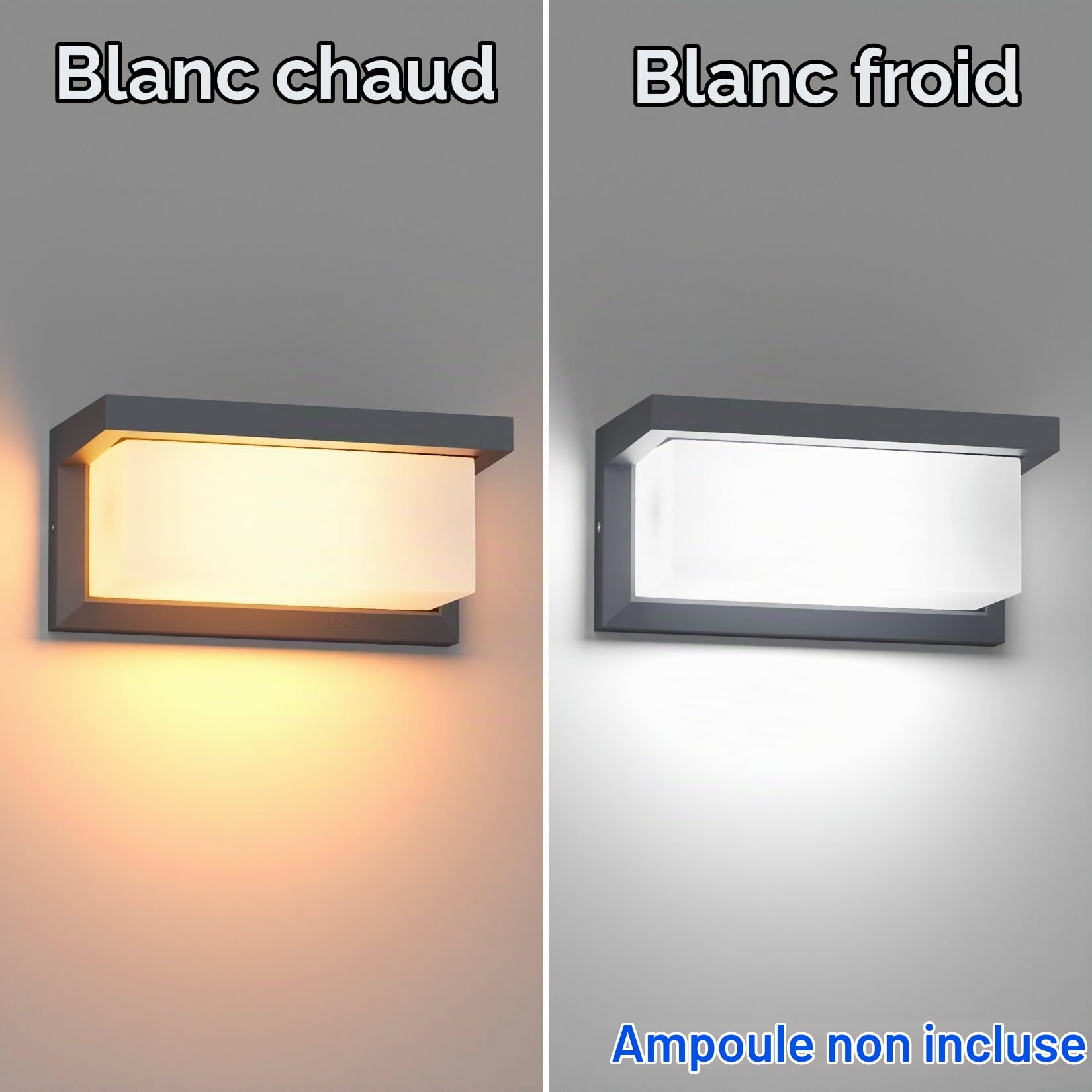 Klighten 2 pcs E27 Applique murale extérieure Anthracite, IP65 sans ampoule