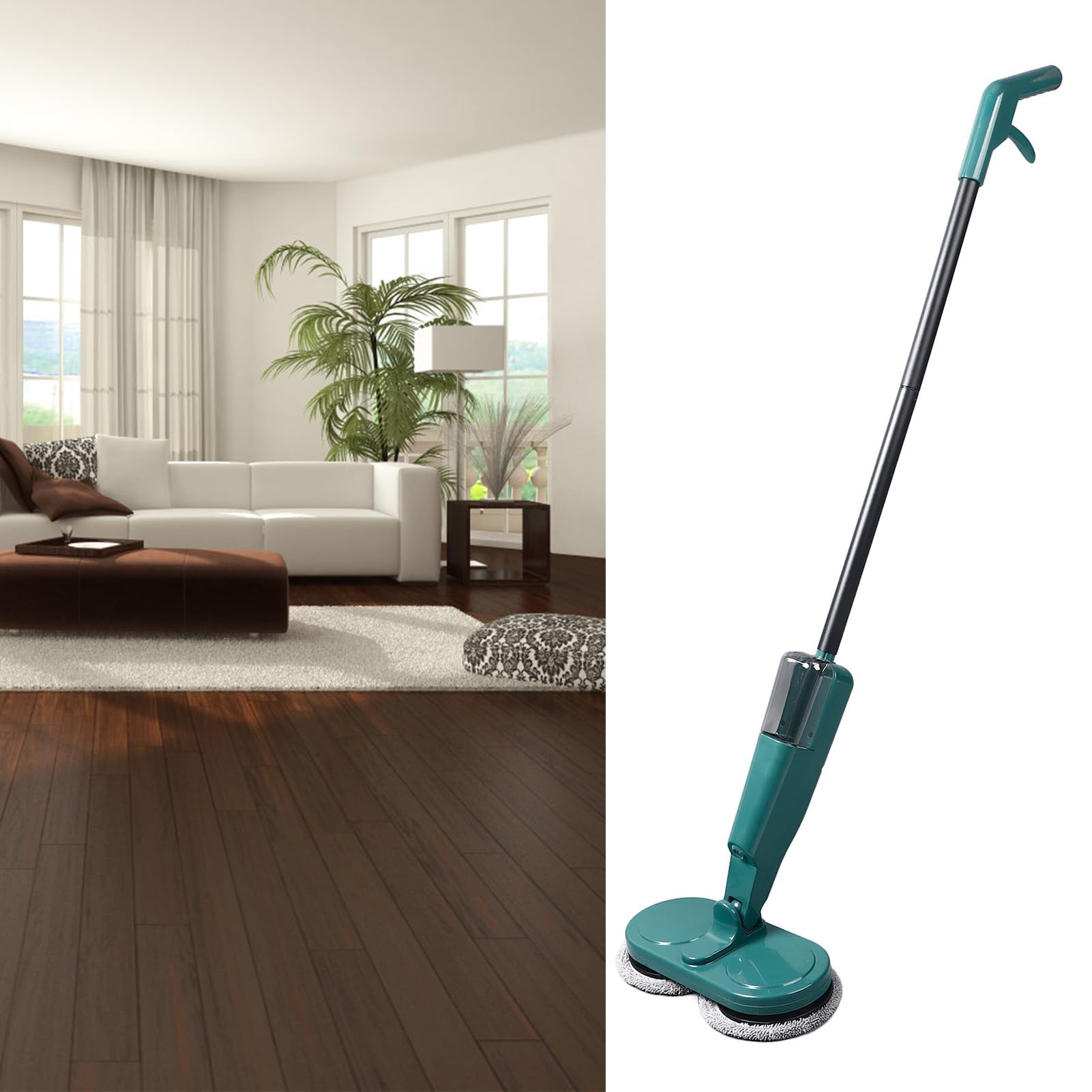 Cryfokt Elettrico Senza Fili, Elettrico Silenzioso e Leggero per Pavimenti in Marmo (Green)