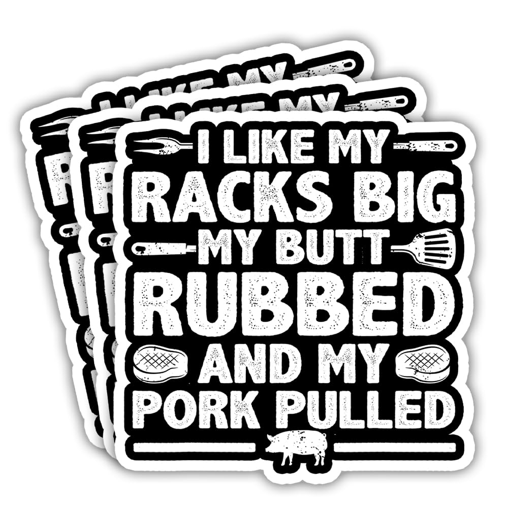 SODAVA (3Pcs, 3in) Funny BBQ Grilling Stickers Pack, Barbecue Pitmaster Vinyl Decal Set, Smoker Meat Grill Waterproof Stickers for Laptop Water Bottle Toolbox Hard Hat