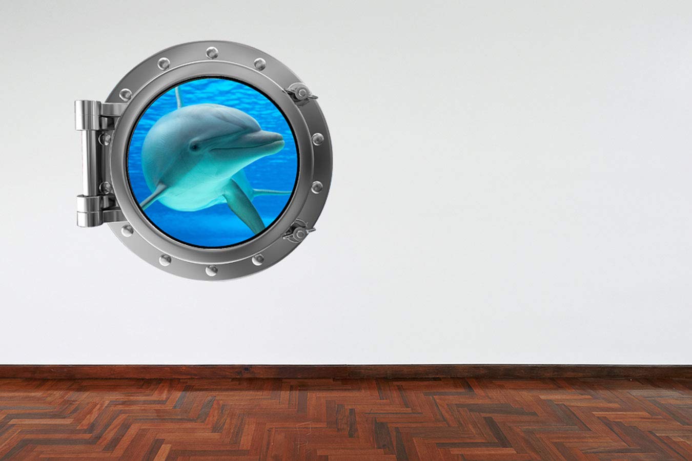 60 Second Makeover Limited Full Colour Dolphin Porthole V2 Under Water Ocean Sea Boys GirlsBedroom Wall Sticker Decal Kids Bedroom Decoration