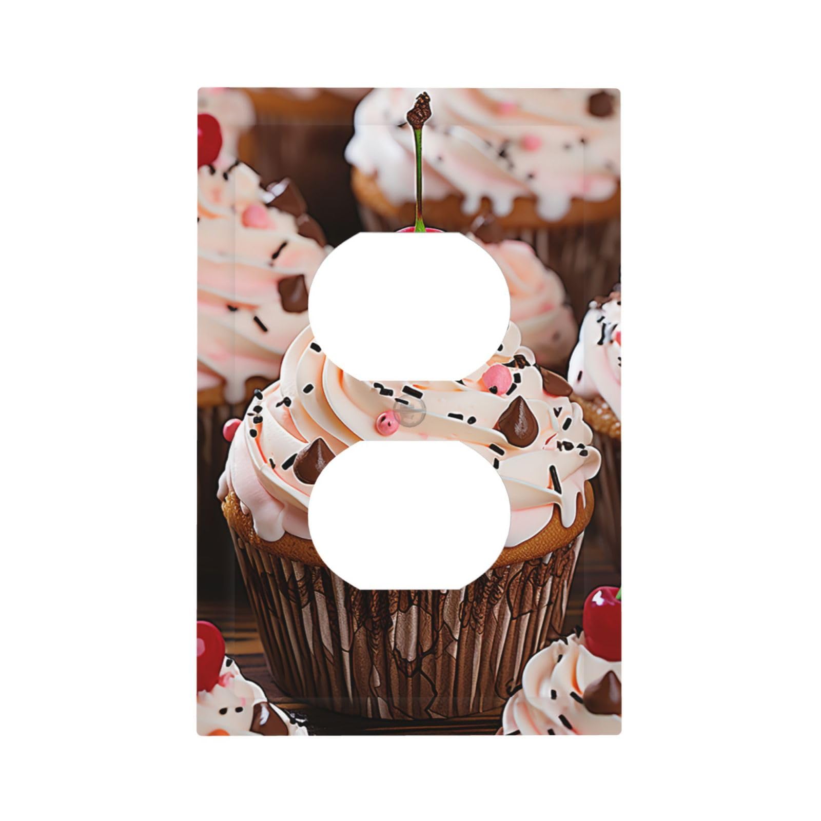 1-Gang Decorator Wall Plate Cupcake And Muffin Light Switch Cover Single Gang Receptacle Outlet Wall Plate Mid Size 5" x 3" Wallplate Unbreakable Polycarbonate Outlet Faceplates Covers