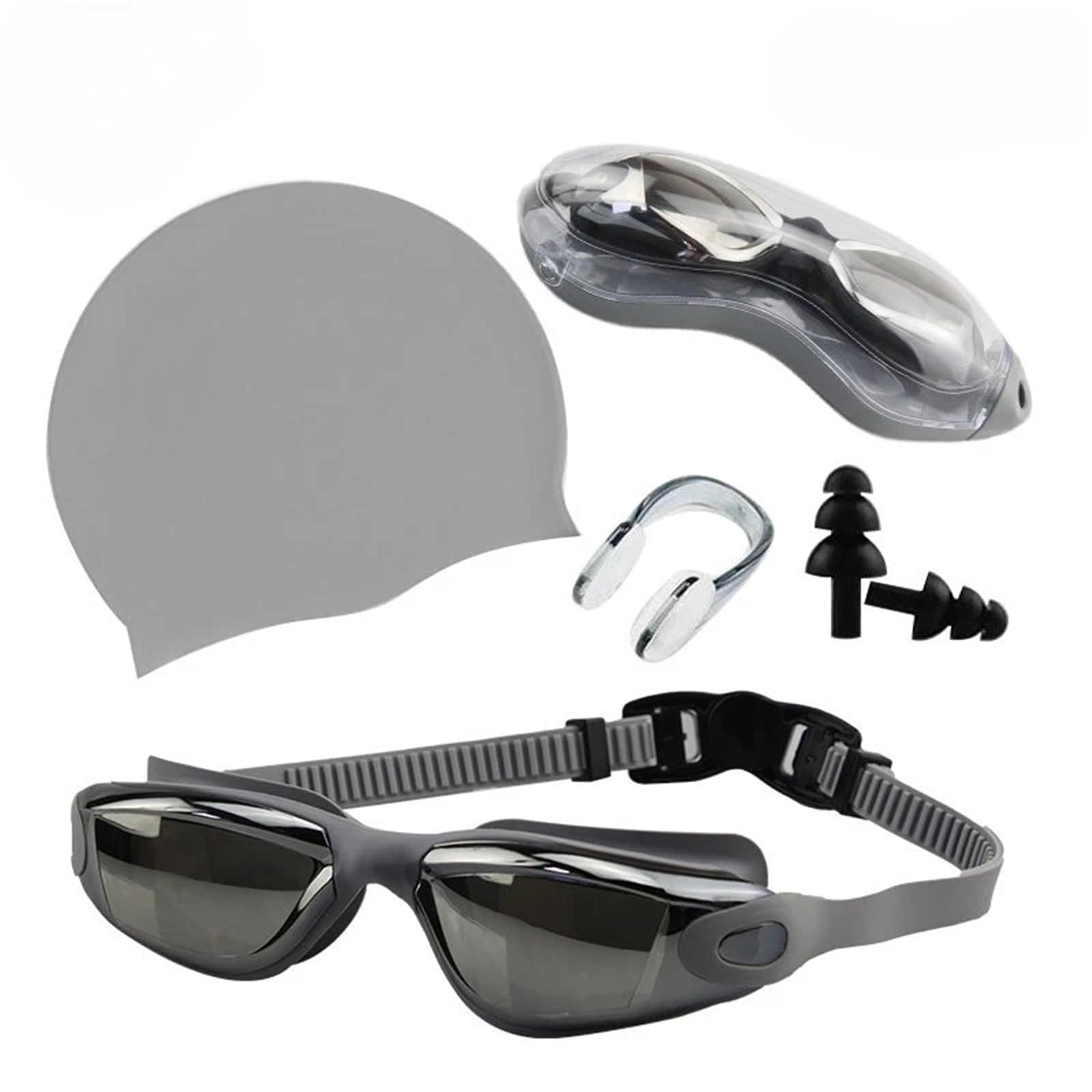 Occhialini da nuoto antiappannamento Per Sport | For adulti con cuffia in silicone e set di occhialini da nuoto