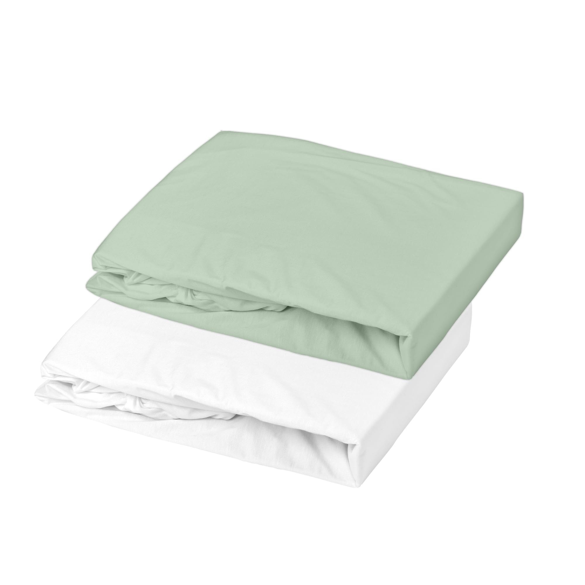 Image secondaire de Lot de 2 Draps-Housses Jersey Blanc et Vert pour Lit Bébé 60x120 cm