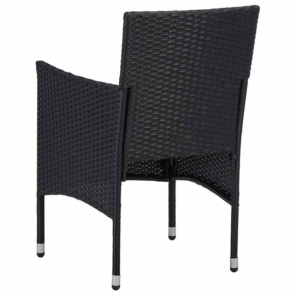 Z litego drewna akacjowego rattan PE czarny 7 częściowy zestaw 64.25