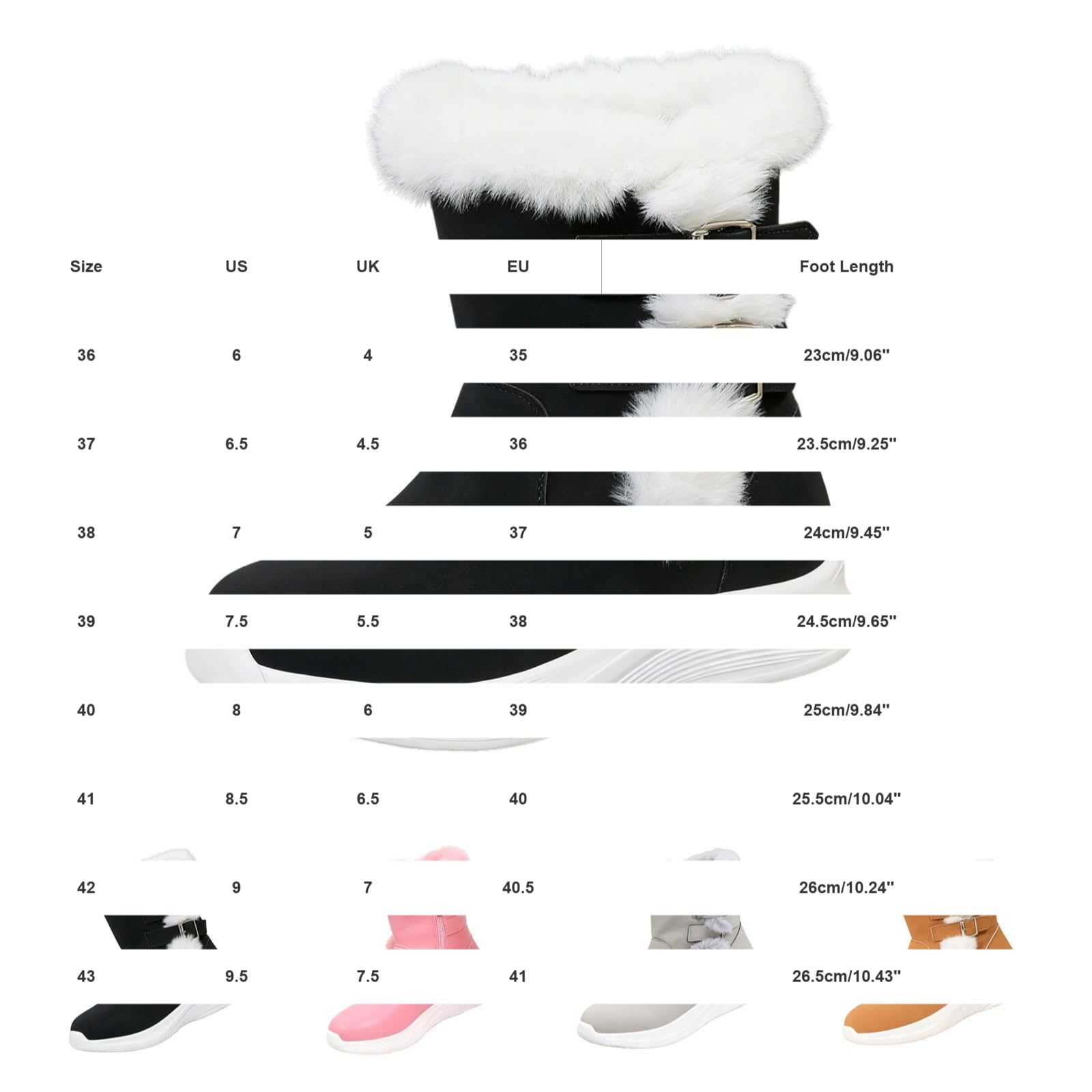 Botas de nieve forradas para mujer, botas de invierno de caña corta Botas