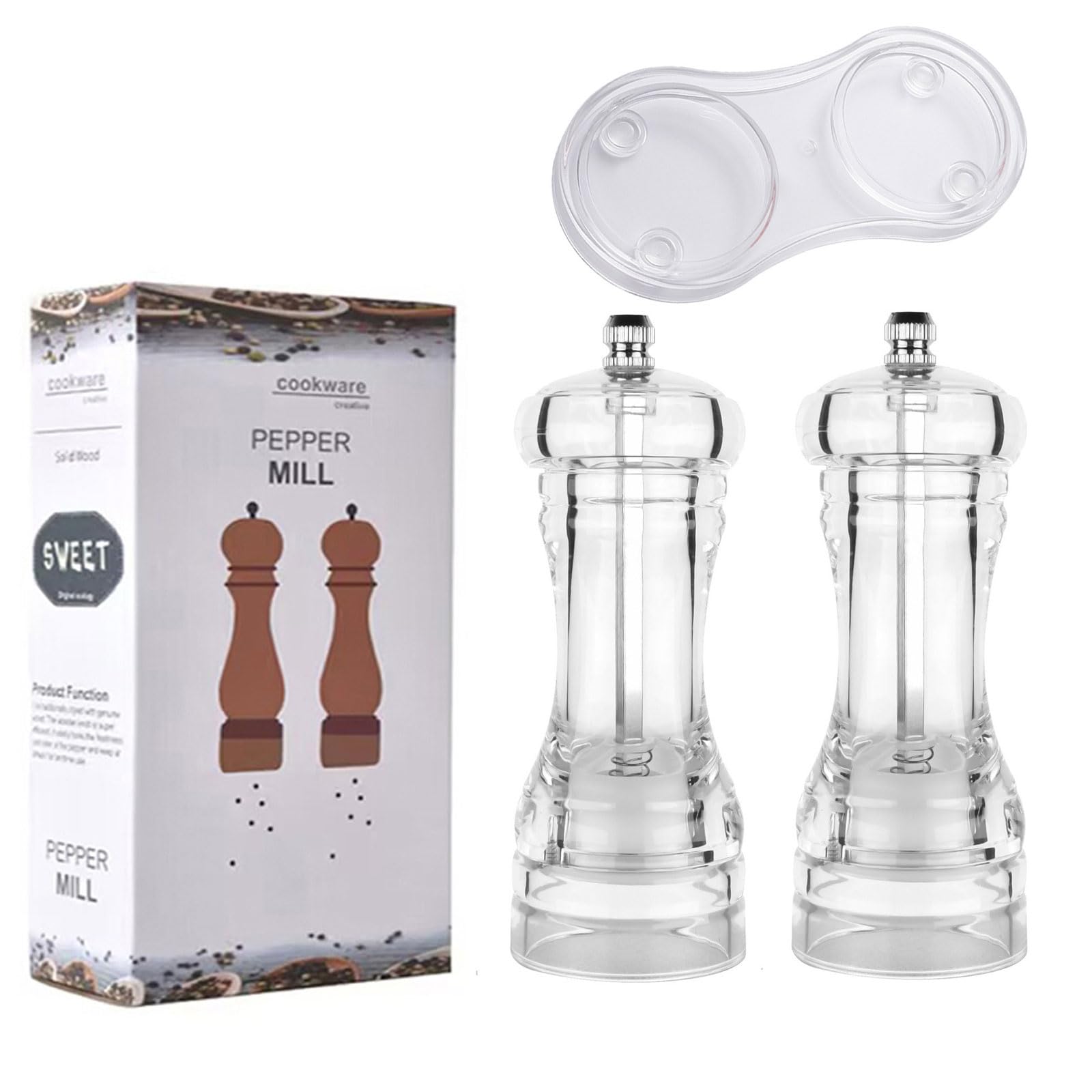 Buxuaaaa Manual Acrylic Clear Grinder Practical Salts and Peppers Mill Simple to Use Grinding Seasoning Bottle Cooking Utensils Acrylic Peppers Grinder