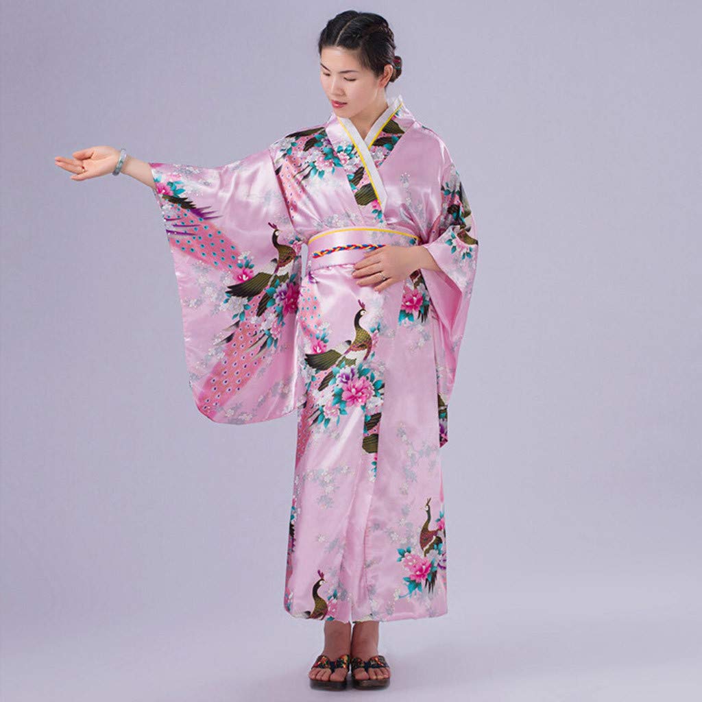 Generisch Kimono para mujer, bata, bata, bata larga, bata de baño fina, japonés, yukata sexy, caftán ligero