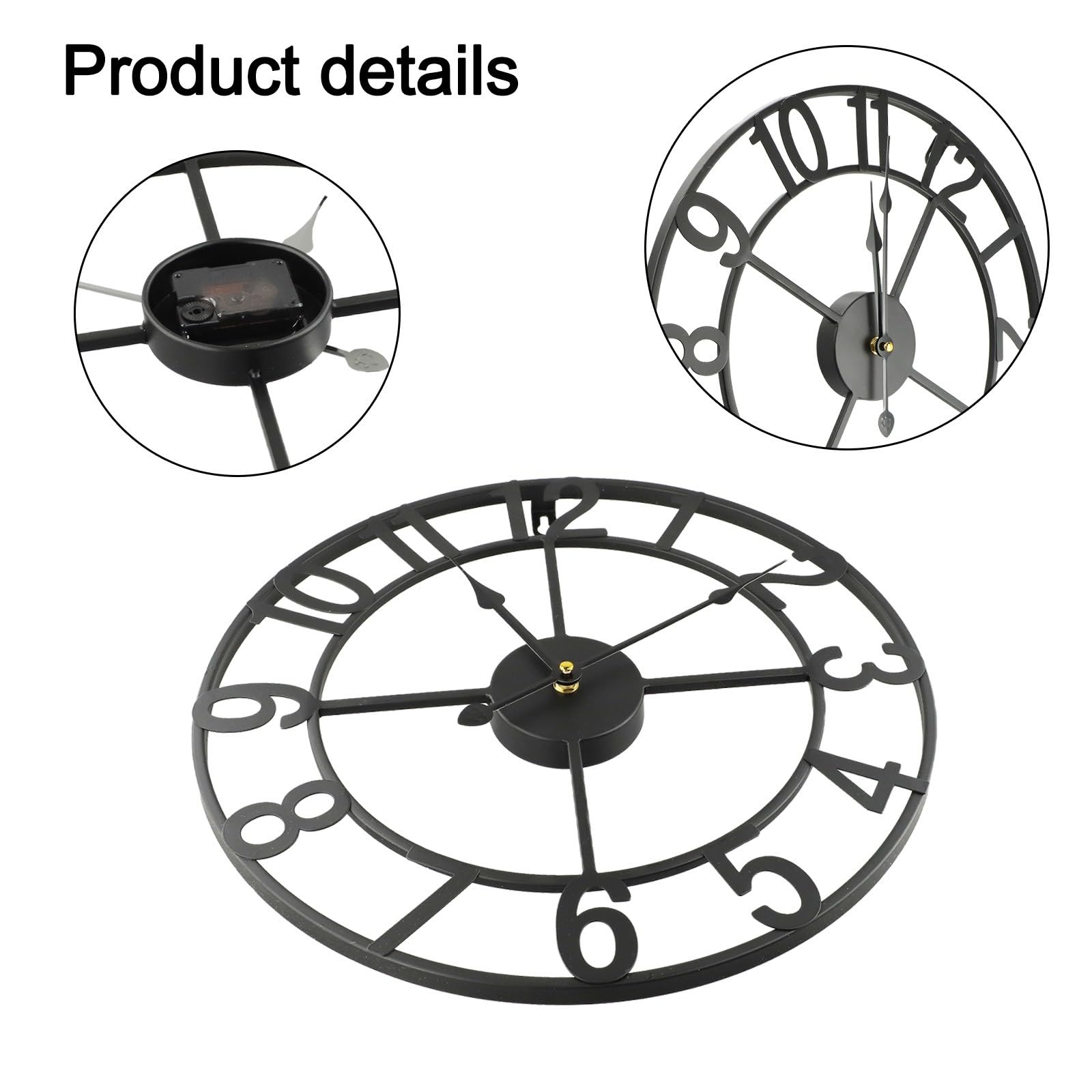 Vintage Metall Outdoor Wanduhr, wetterfeste Gartendekoration mit lautlosem Uhrwerk, für große klare Zahlen für Terrasse Veranda Bauernhaus