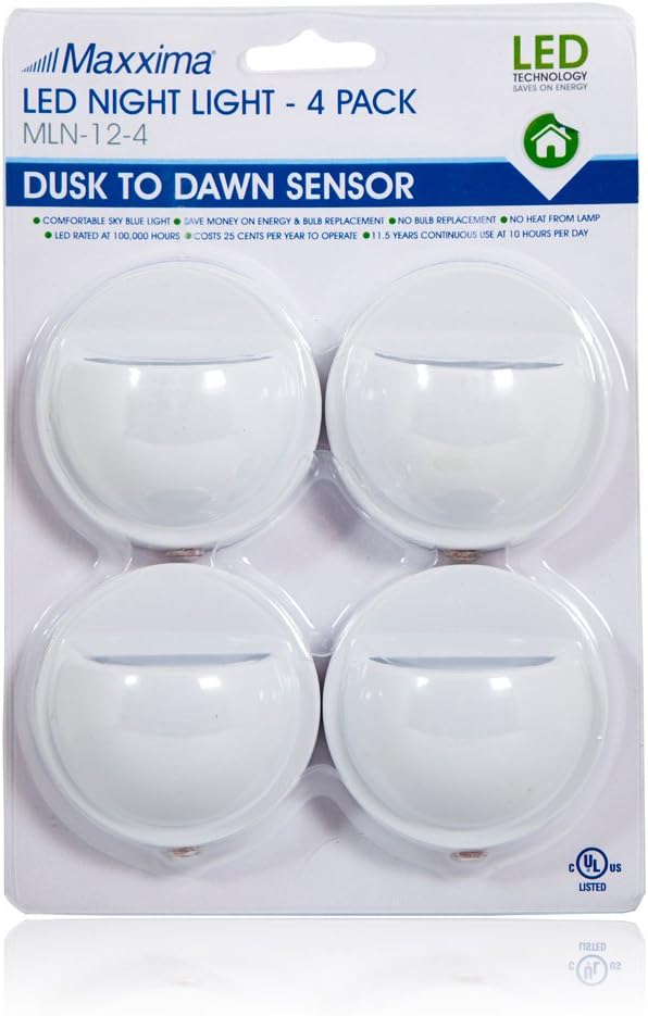 Maxxima MLN-12 Wall Wash LED Night Light with Dusk to Dawn Sensor (Pack of 4)